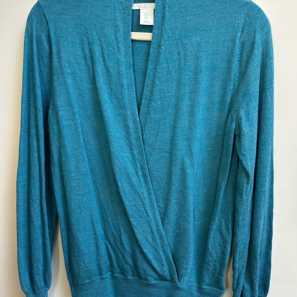 Christian Siriano Teal Merino Wool Sweater